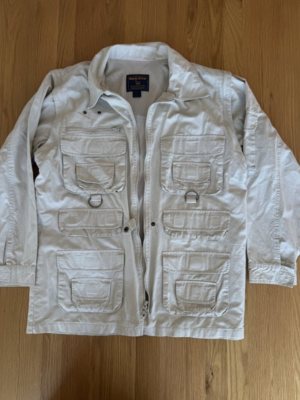 Woolrich Safari Field Jacket Men’s Medium Cotton Multi Pocket Tan